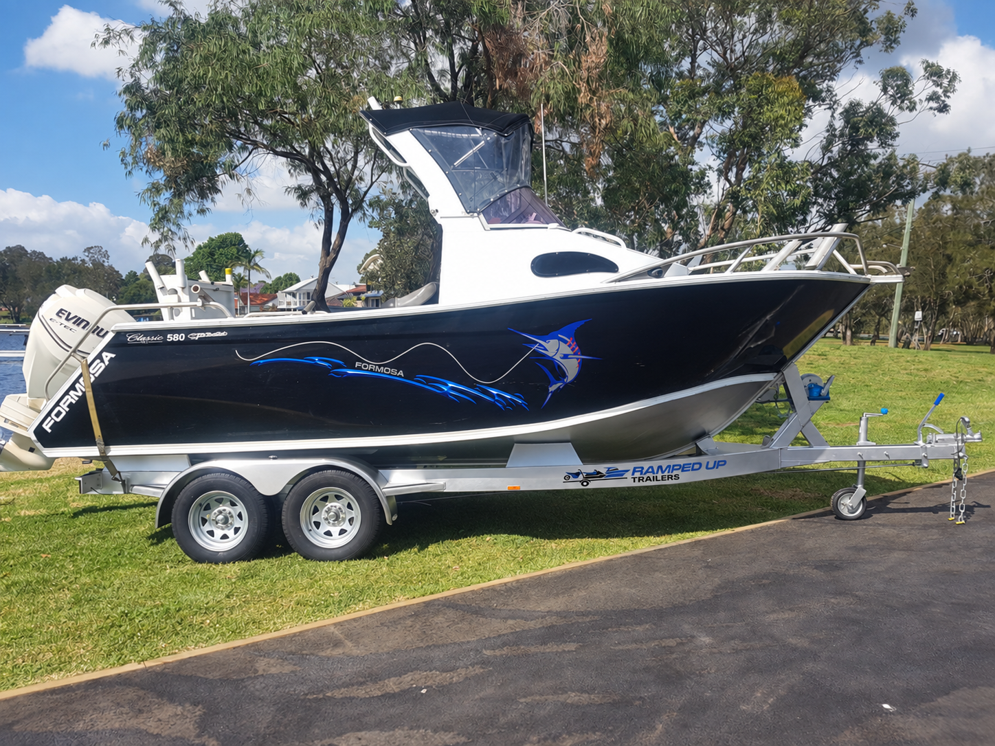 Trailer at boat ramp